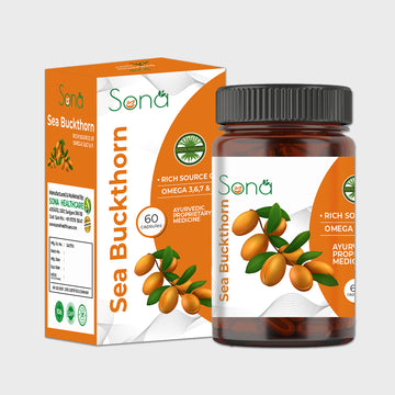 Sona Sea Buckthorn Capsules - Rich Source of 3, 6, 7 and 9 - 60 Capsules (Pack of 1)